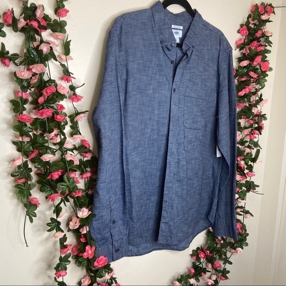 NWT Old Navy Mens Blue Slim Fit Button Up L Work Office Business Casual - Picture 4 of 9